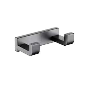 Stainless Steel J-Hook Double Robe/Towel Hook in Graphite Gray with 2 Post Hooks