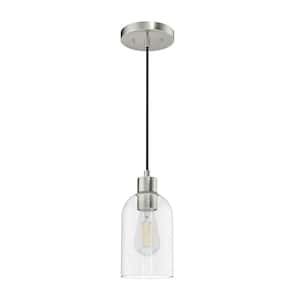 Lochemeade 1 Light Brushed Nickel Mini Pendant with Seeded Glass Shade Kitchen Light
