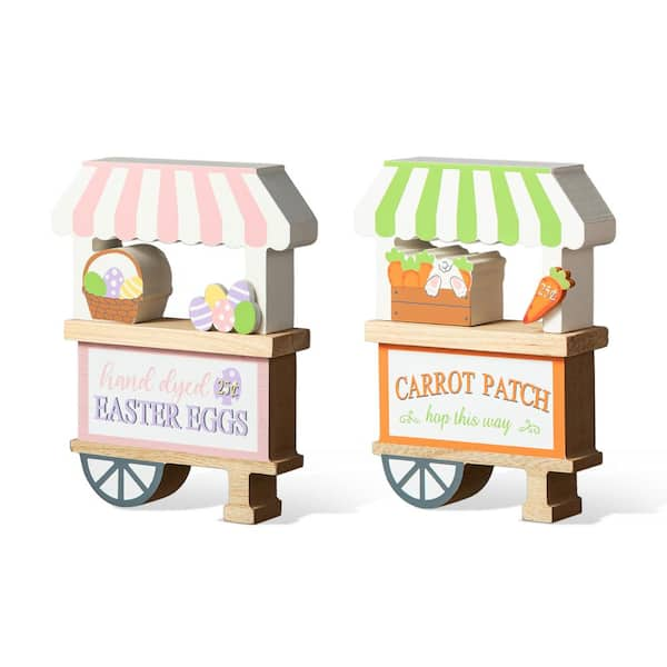 6 in. H S/2 Easter Wooden Booths Table Decor