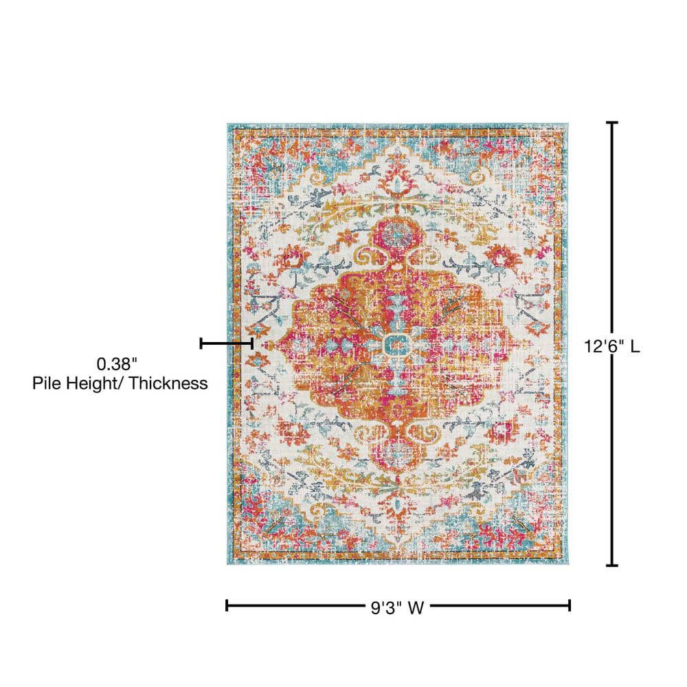 Bohemian Multicolor Polypropylene 9' x 12' Area Rug