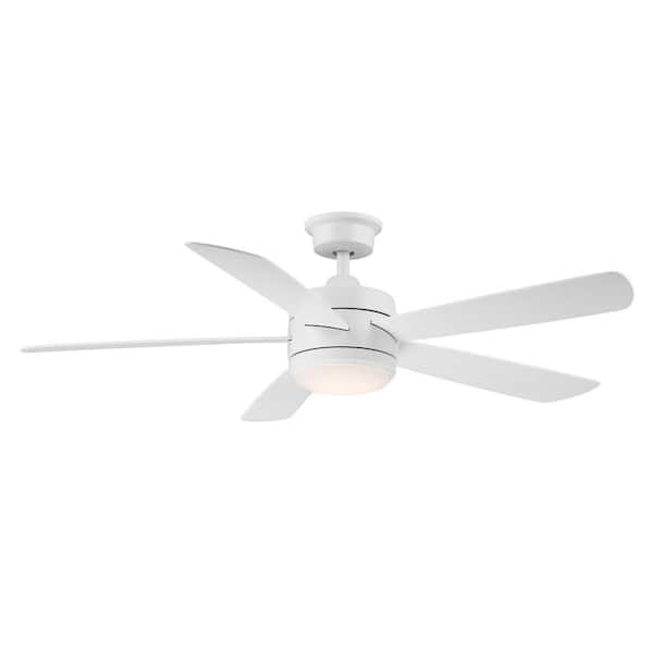 Hampton Bay Averly 52 In Integrated Led Matte White Ceiling Fan With Light And Remote Control Color Changing Technology Ak18b Mwh - Can You Put Led Lights In A Ceiling Fan