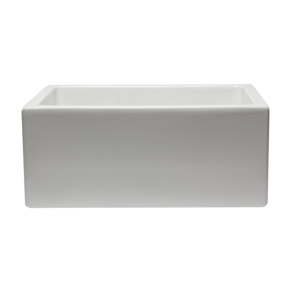 24'' White Fireclay Farmhouse Drop-In Single Bowl Sink