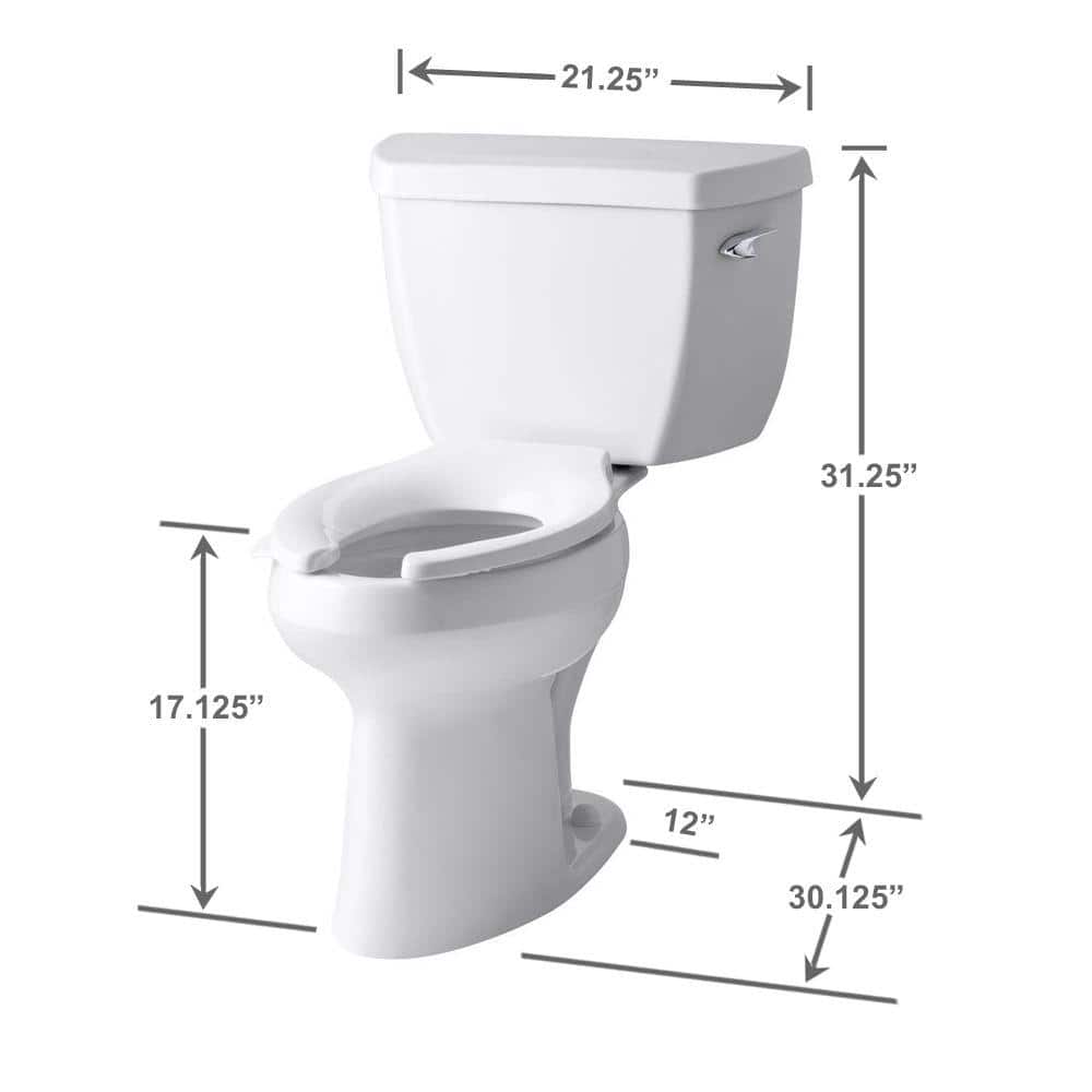 White Elongated High Efficiency Two-Piece Toilet with Pressure Assist