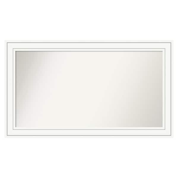 Craftsman White 43 in. x 25 in. Custom Non-Beveled Satin Wood Framed Bathroom Vanity Wall Mirror