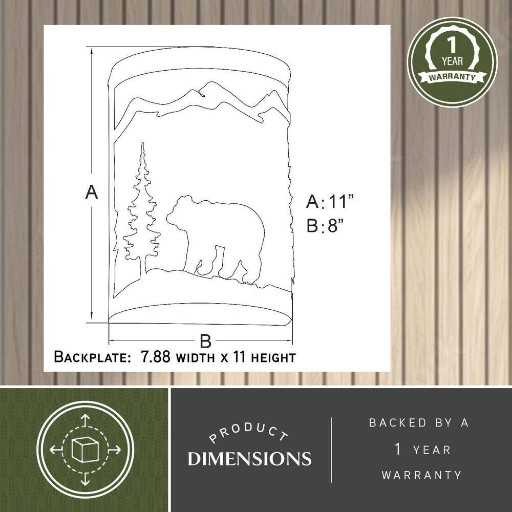 Rustic Burnished Bronze Bear and Tree Wall Sconce