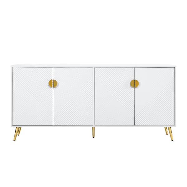 Polibi Modern TV Console, TV Stand Fits TV's up to 60 in. with Storage, Entertainment Center, White
