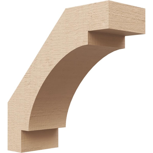 Ekena Millwork 3 in. x 8 in. x 8 in. Merced Rough Cedar Woodgrain Timberthane Polyurethane Knee Brace, Primed