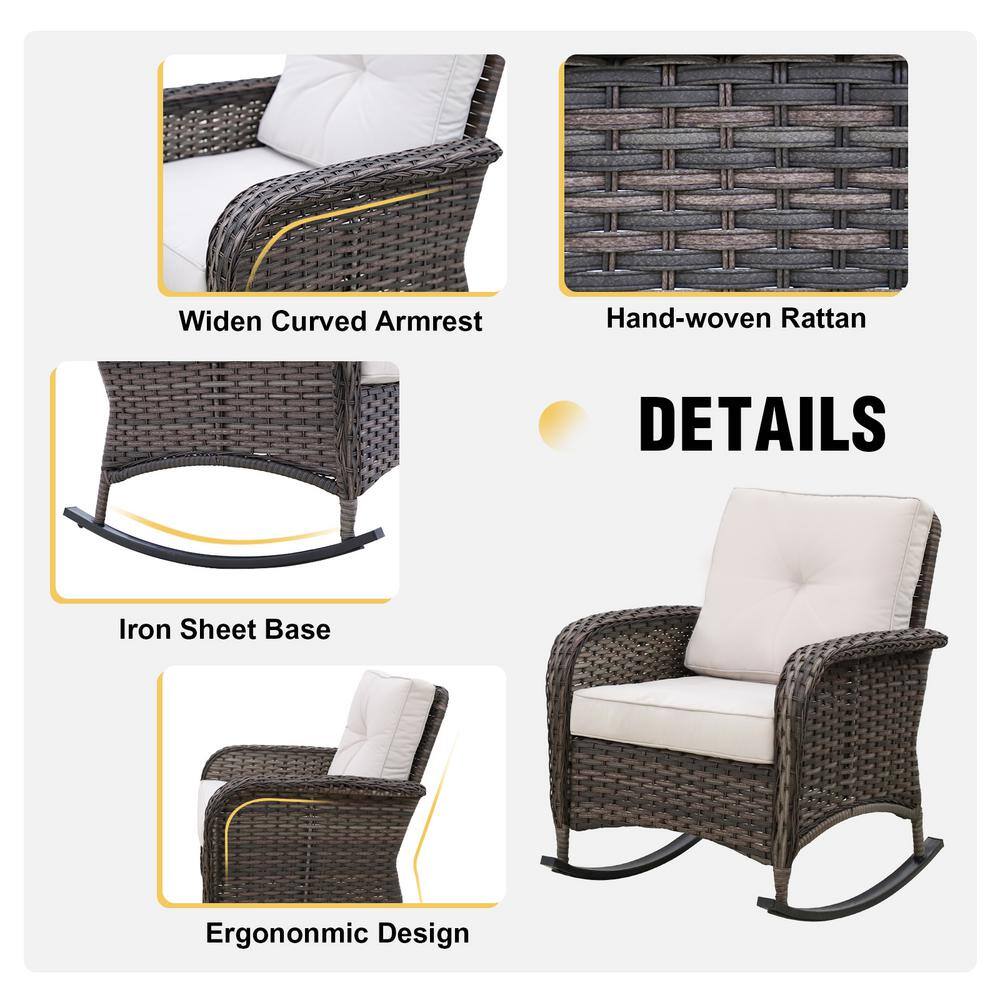 5-Piece Beige Cushioned Steel Frame Outdoor Patio Set