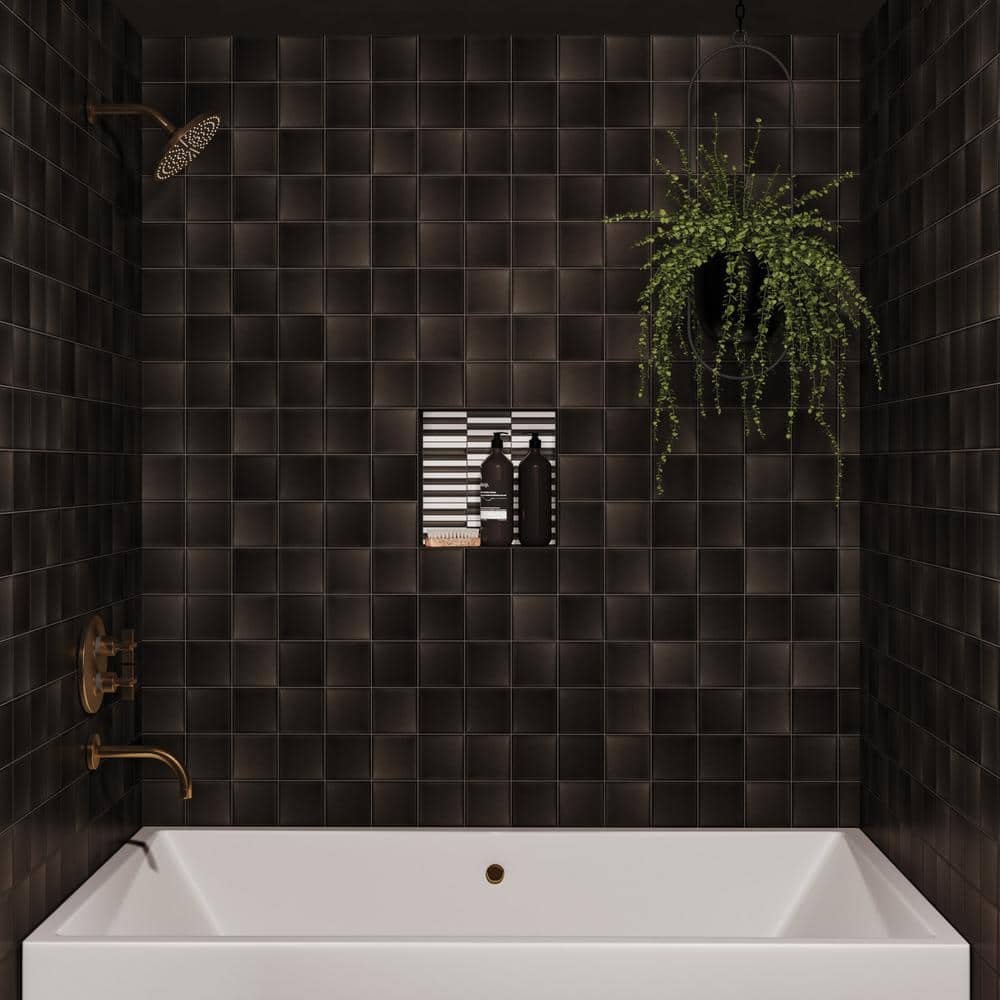 Kaikos 4" x 4" Matte Brown Glass Wall Tile