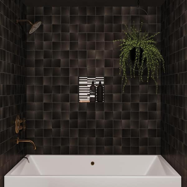Kaikos 4 in. x 4 in. Matte Brown Glass Tile (10.76 sq. ft./Case)