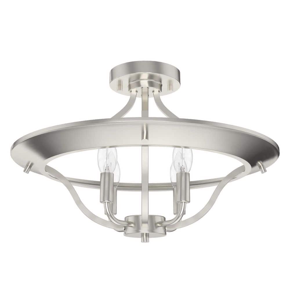 Perch Point Brushed Nickel 4-Light LED Semi-Flush Mount