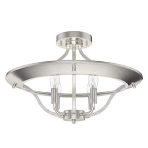 Perch Point 18 in. 4-Light Brushed Nickel Semi-Flush Mount