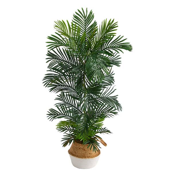Fopamtri Artificial Areca Palm Tree 210 Cm Fake Plants, Large Fake Tropical Palm Plants With White Planter Artificial Plants Indoor For Home Bedroom