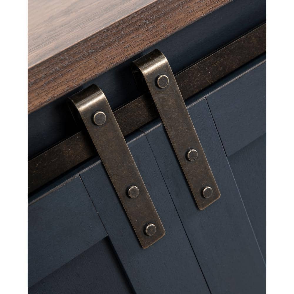 Navy 59'' Engineered Wood TV Stand with Sliding Barn Door