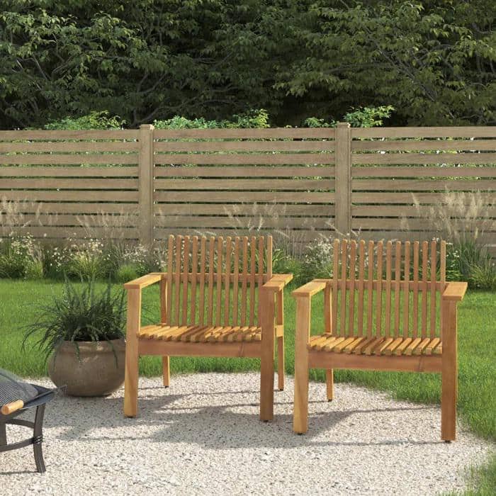 Teak Acacia Wood Slatted Club Chair with Armrests