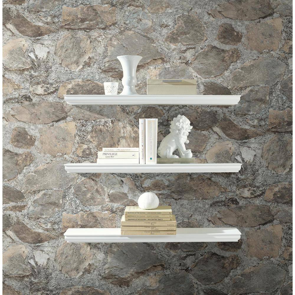 Gray and Beige Weathered Stone Peel and Stick Wallpaper Roll