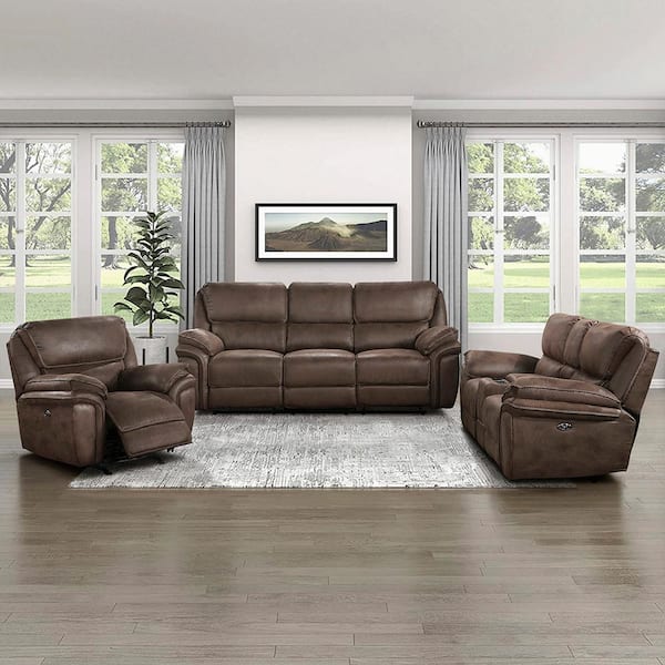 Microfiber power reclining sofa set sale