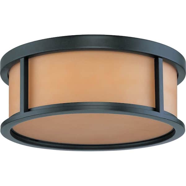 Glomar Odeon 3 Light 17 in. Flush Dome with Parchment Glass Finished in Aged Bronze