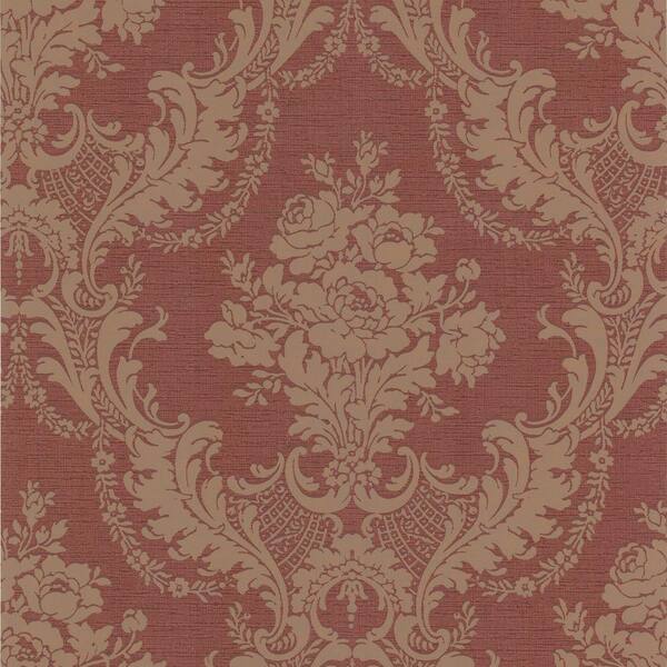 Beacon House 56 sq. ft. Trianon Red Damask Wallpaper