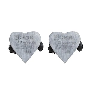 Grey/White Wood Heart Curtain Tie Back (Set of 2)