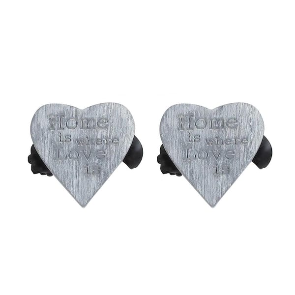 Grey/White Wood Heart Curtain Tie Back (Set of 2)