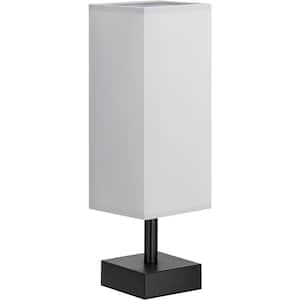 13.2 in. Black Minimalist Small Table Lamp for Bedroom with Grey Shade