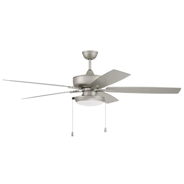 CRAFTMADE Outdoor Super Pro 119-60 in. Indoor/Outdoor Dual Mount Painted Nickel Ceiling Fan with Optional LED Light Kit