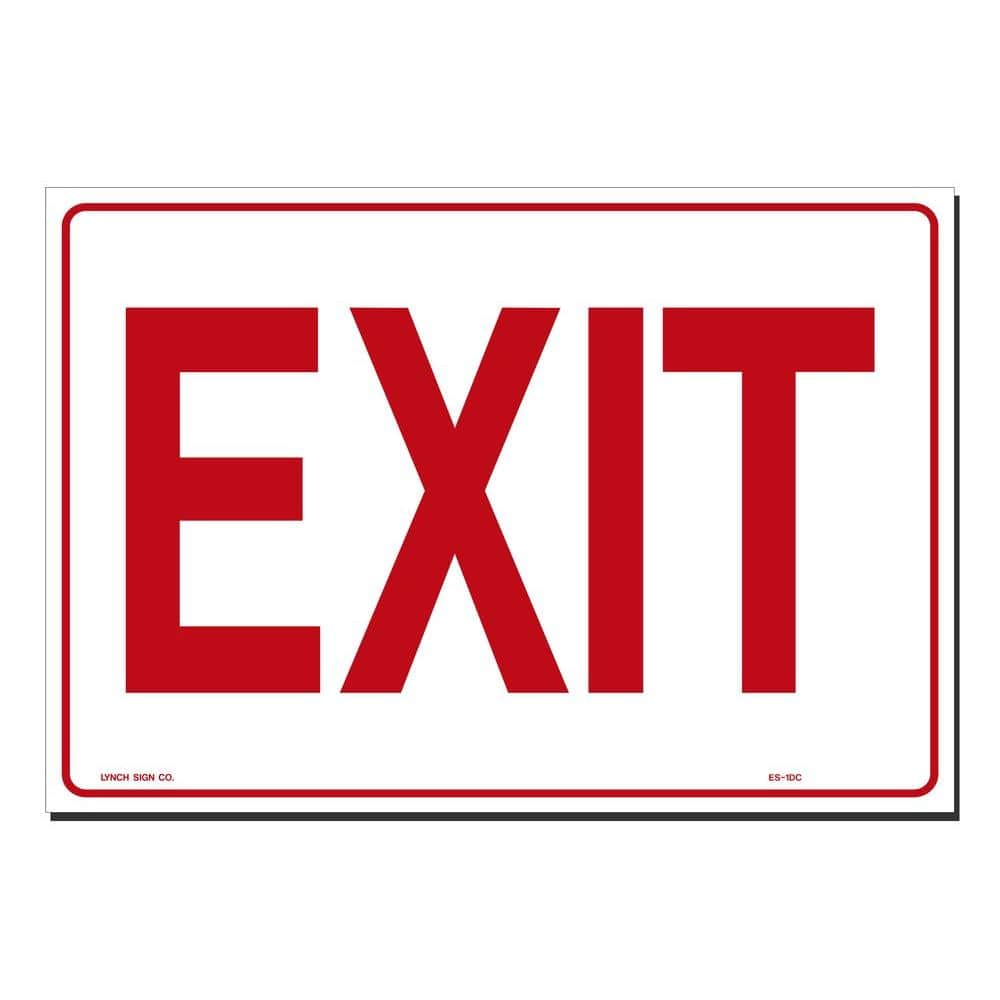 Lynch Sign 14 in. x 10 in. Decal Red on White Sticker Exit ES- 1DC ...