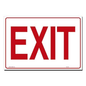14 in. x 10 in. Decal Red on White Sticker Exit