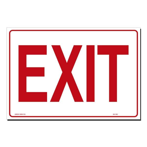 Lynch Sign 14 in. x 10 in. Decal Red on White Sticker Exit