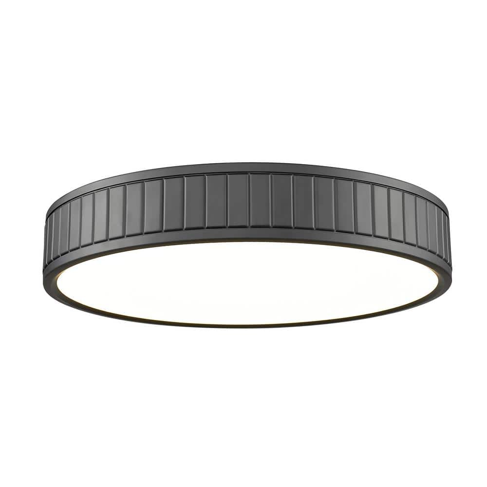 Madison 16.5 in. Matte Black Integrated LED Flush Mount with Frosted Acryli