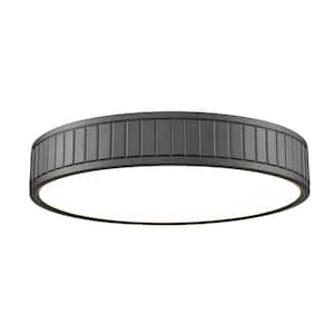 Madison 16.5 in. Matte Black Integrated LED Flush Mount with Frosted Acrylic Shade (1-Pack)