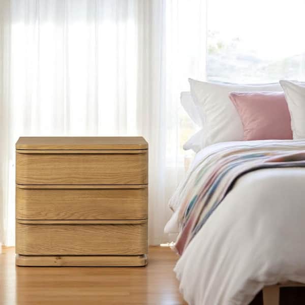 Zoey Oak 3-Drawer 26 in. W Nightstand