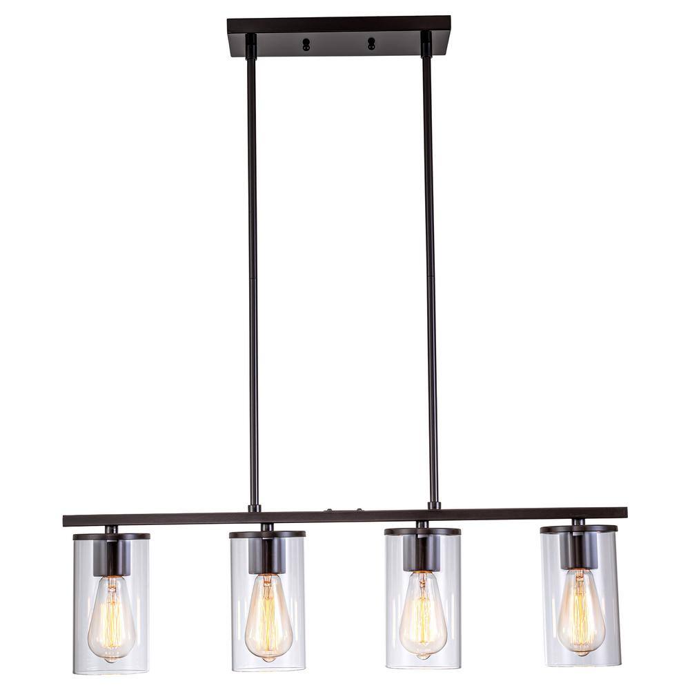 C Cattleya 60Watt 4Light OilRubbed Bronze Island Pendant Light with