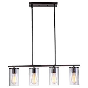 60-Watt 4-Light Oil-Rubbed Bronze Island Pendant Light with Clear Glass Shade, No Bulbs Included