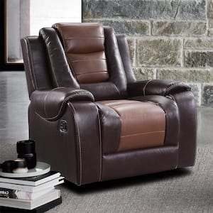 Danio 2-tone Brown Faux Leather Glider Manual Recliner