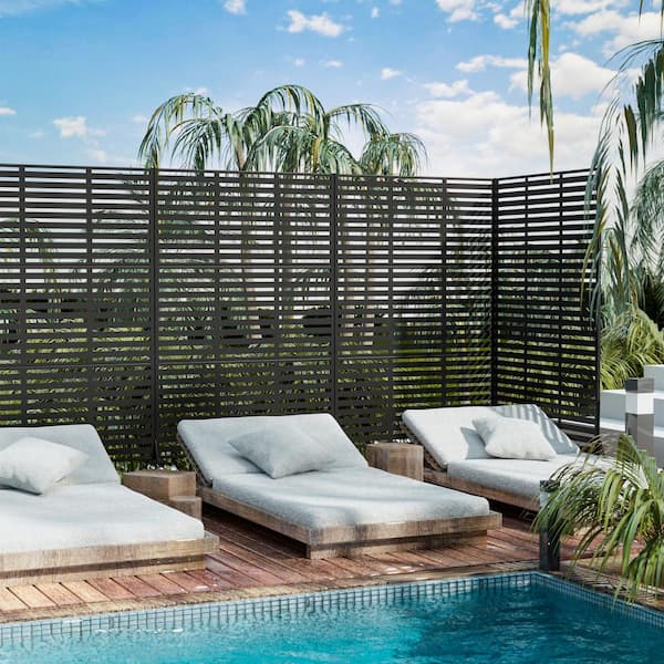 Dovelina Adams 72 in. Galvanized Steel Garden Fence Outdoor Privacy Screen Garden Screen Panels in Black