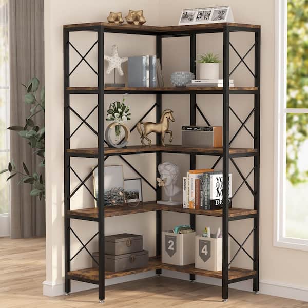 5 Tier Industrial Bookcase Storage Display Rack Bookshelf Home Office Furniture 