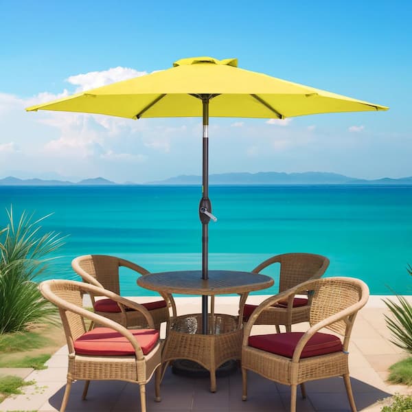 7.5 ft. Round Patio Umbrella with UV Protection, Easy Tilt, and Wind-Resistant Features in Yellow