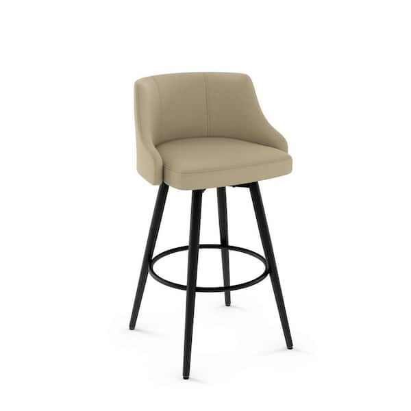 Amisco Duncan 30 in. Beige Fabric Black Metal Swivel Bar Stool 4154030