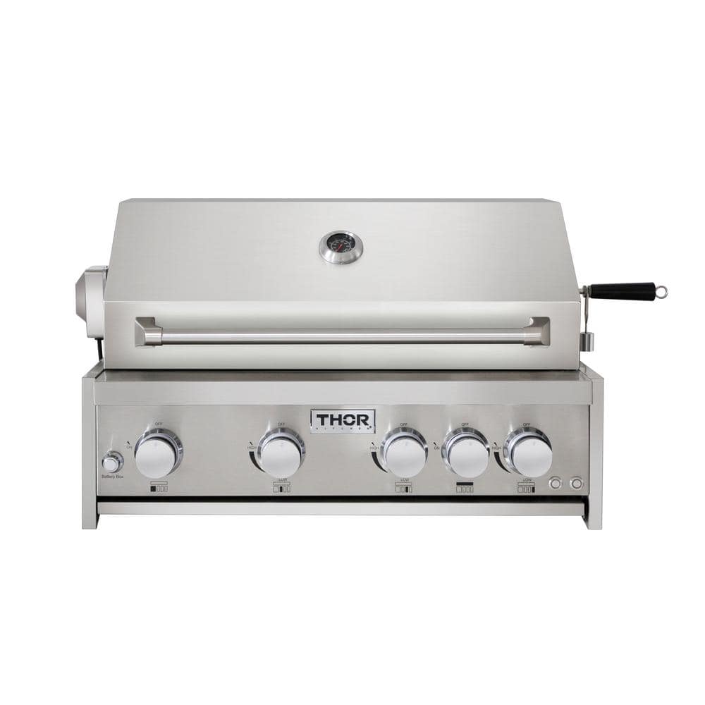 30 in. 4-Burner Propane Gas Grill in Stainless Steel with Rotisserie