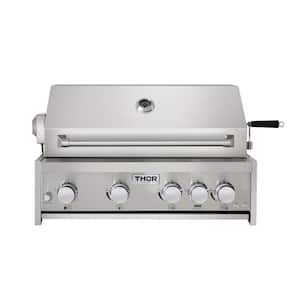 30 in. 4-Burner Propane Gas Grill in Stainless Steel with Rotisserie