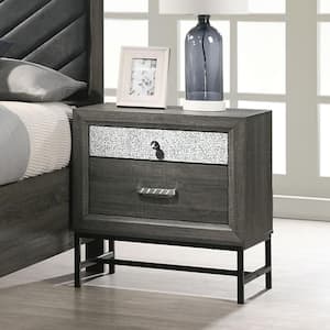 Vurenn Gray 2-Drawer 23 in. W Nightstand