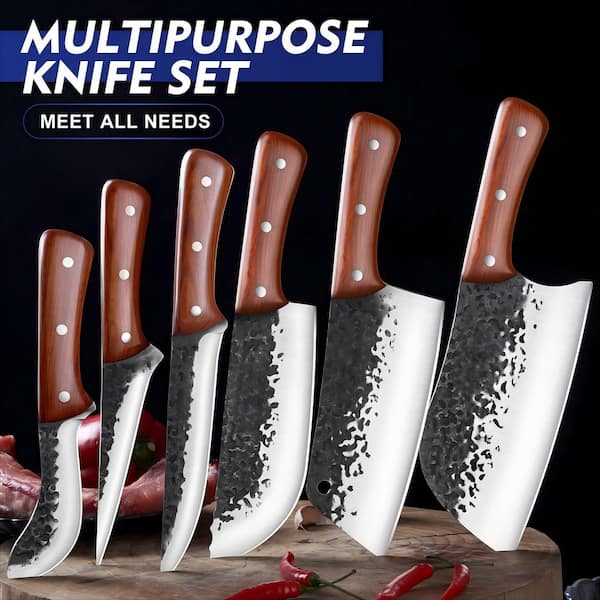 Wudkey 8-Piece Stainless Steel Butcher Knife Set, Meat Cutting