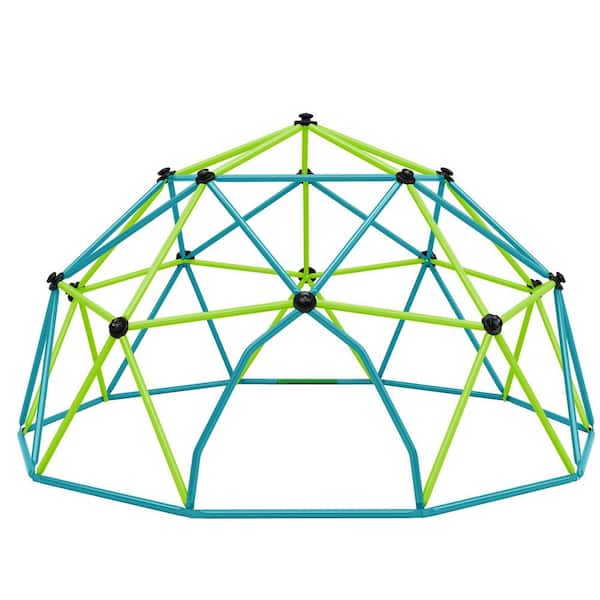 Blue and Green 13 ft. Kids Climbing Dome Tower, Monkey Bars Play Center, Rust and UV Resistant Steel Supporting