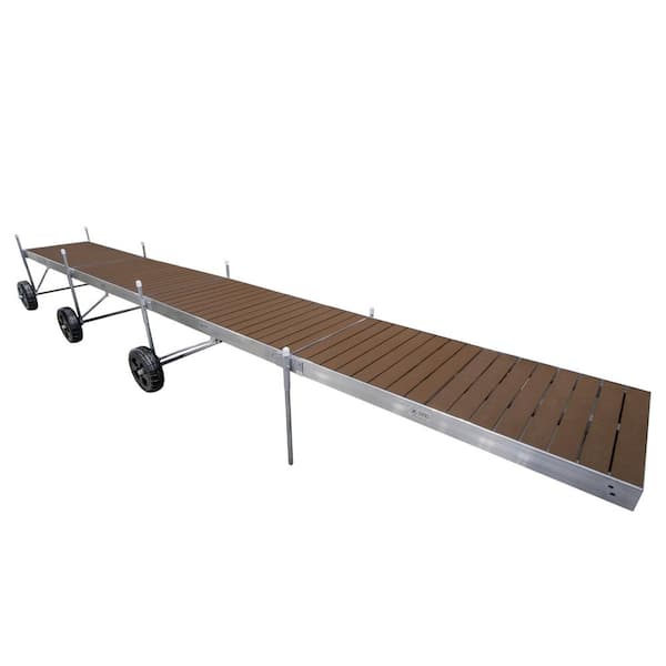 Tommy Docks 32 ft. Roll-In-Dock Straight System with Aluminum Frame and Brown Composite Removable Decking
