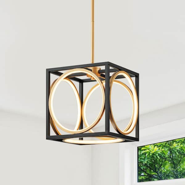 9.65 in. 25-Watt 5-Light Modern Stylish Black and Gold