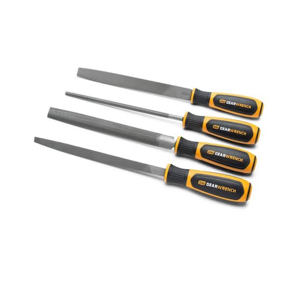8 in. Flat, Half Round, Round, and Triangular Bastard File Set with Handles (4-Piece)
