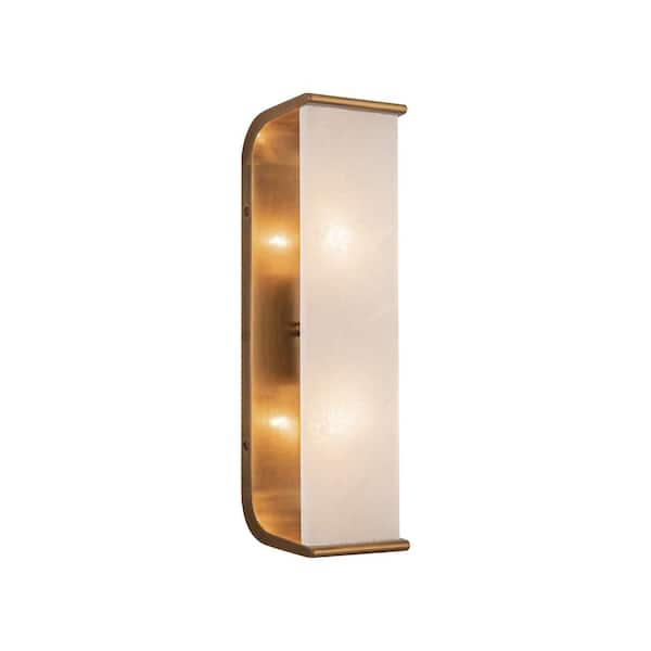 ALORA Abbott 15-in 2 Light 60-Watt Vintage Brass/Alabaster Vanity Light