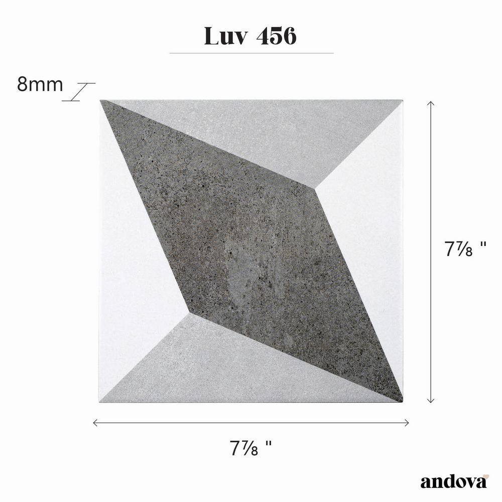Gray Geometric 8" x 8" Glazed Porcelain Tile